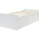 Vente - unique - lit gigogne titouan avec 3 tiroirs - 90 x 190 cm - mdf et pin - blanc