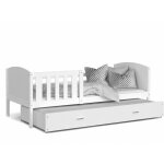 Kids literie - lit gigogne tomy 90x190 blanc - blanc livr avec sommiers, tiroir et matelas en mousse ...