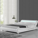 Meubler design - lit led design julio - blanc - 180x200, structure en bois - simili cuir revtu en polyurthan ...