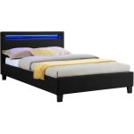 Idimex - lit led simple marisela 120x190 cm, avec sommier, revêtement tissu noir Idimex - lit led simple marisela 120x190 cm, avec sommier, revêtement tissu noir