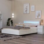 Home deluxe - lit led avec tiroirs nube couleur : blanc, dimension : 180 x 200 cm