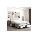 Le quai des affaires - lit lugano 160x200 + 1 sommier + 4 tiroirs / gris clair / 212x170x85