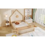 Lit maison, 140 x 190 cm, lit enfant en forme de chemin�e, lit avec sommier � lattes (sans matelas), ...