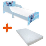 Lit + matelas stitch disney feuilles tropicales 140x70 cm