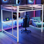 Lit mezzanine 1 place 160x200, lit enfant avec barriere, lit superpos� enfant gaming en m�tal 160x200 ...