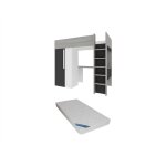 Vente - unique - lit mezzanine 90 x 200 cm avec armoire et bureau - anthracite et blanc + matelas - nicolas ...