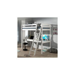 Lit surlev 90x200 cm avec bureau blanc - pino