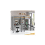 M&s - lit surélevé 90x200 cm échelle centrale et bureau gris - pino M&s - lit surélevé 90x200 cm échelle centrale et bureau gris - pino