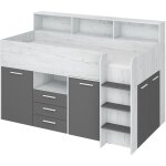 Bim furniture - coffre de tiroirs de lit neo cm206x120x138h graphite blanc