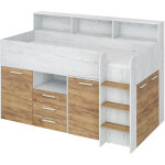 Bim furniture - lit mezzanine avec bureau neo droit blanc artisanal / or Bim furniture - lit mezzanine avec bureau neo droit blanc artisanal / or