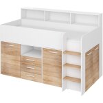 Bim furniture - lit armoire tiroir enfants neo cm206x120x138h chne blanc
