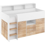 Bim furniture - lit mezzanine avec bureau neo gauche blanc / chêne sonoma Bim furniture - lit mezzanine avec bureau neo gauche blanc / chêne sonoma