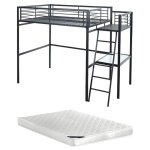 Vente - unique - lit mezzanine casual ii - 140 x 190 cm - plateforme bureau - anthracite + matelas
