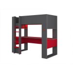 Lit mezzanine gamer noah avec bureau et rangements int�gr�s - 90 x 200 cm - avec leds - anthracite et ...