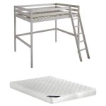 Lit mezzanine gedeon ii - 140 x 190 cm - pin massif - blanchi + matelas