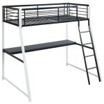 Lit mezzanine malicia - 90 x 190 cm - bureau intégré - noir et blanc Lit mezzanine malicia - 90 x 190 cm - bureau intégré - noir et blanc