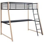 Lit mezzanine malicia - 90 x 190 cm - bureau intgr - noir et chne