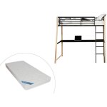 Lit mezzanine malicia - 90 x 190 cm - bureau intgr - noir et chne + matelas