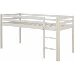 Dcoshop26 - lit mezzanine mi - hauteur 90x200cm avec chelle en bois blanc lit06201