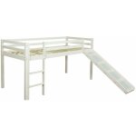 Dcoshop26 - lit mezzanine mi - hauteur 90x200cm avec chelle toboggan en bois laqu blanc lit06200