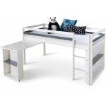 Dcoshop26 - lit mezzanine mi - hauteur pour enfant 90x200cm avec rangement bureau extensible et sommier ...