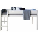Dcoshop26 - lit mezzanine mi - hauteur avec sommier  lattes 90x200cm chelle en bois blanc et gris ...
