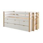 Vipack - lit mi - hauteur 90x200 sommier et tiroirs de lit inclus margrit - blanc et bois