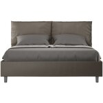 Lit moderne 160x200 cm avec t�te de lit coussins simili cuir marron anja -