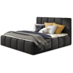 Lit adulte vika ? simili cuir capitonn - noir - 160x200