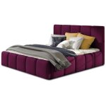 Les tendances - lit adulte vika ? velours capitonn - prune - 140x200