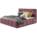 Lit adulte vika ? velours capitonn - rose - 160x200