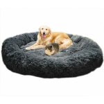 Lit moelleux rond pour chat et chien extra large lavable avec coussin, deluxe panier pour animal domestique ...