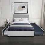 Le quai des affaires - lit palermo 140x200 + 1 sommier + 2 tiroirs + 1 tiroir lit 90x190 / gris clair ...