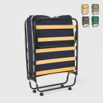 Lit pliant 80x180 � roulettes avec matelas et sommier � lattes ares - bleu