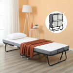Lit pliant adultes 90x200 cm avec 13 cm matelas en mousse � m�moire de forme m�tal, lit pliants 1 personne ...