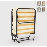 Lit pliant en microfibre avec matelas et lattes 80x190cm demetra - beige