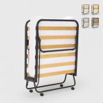 Lit pliant en microfibre avec matelas et lattes 80x190cm demetra - blanc