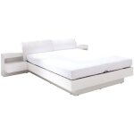 Lit renato 160x200 avec sommier et chevets � led int�gr�s coloris blanc
