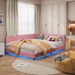 Lit de repos 140 x 200 cm avec sommier, lit gigogne, canape lit 2 places, lit ado, avec led et recharge ...