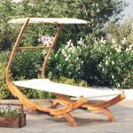 Lit repos avec auvent 100x190x134 cm bois courb massif crme vidaxl
