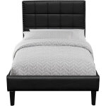 Lit 120x200 - sommier + t�te de lit capitonn�e blanc - pieds de 16 cm - 13 lattes - rev�tement pvc simili ...