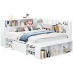 Lit simple 135x190 cm avec structure en contreplaqu� blanc