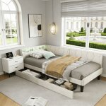 Lit simple 90x200 cm avec 2 tiroirs, t�te de lit capitonn� avec �clairage led et ports usb, canap� lit ...