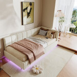 Lit simple 90x200 cm, lit enfant, canap� - lit corner avec rangement et �clairage led et port usb, salon ...