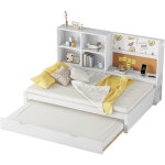 Lit simple 90x200 cm avec lit gigogne tiroir blanc