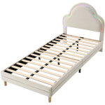 Lit simple 90x200 cm avec t�te de lit en nuage et led multicolores