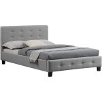 Idimex - lit simple jolien, 120 x 190 cm, capitonn avec sommier, revtement en tissu gris