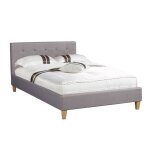 Idimex - lit simple lille, 120 x 190 cm, capitonn avec sommier, revtement en tissu gris