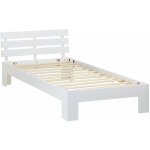 Lit simple en bois de pin blanc 90x200 avec sommier  lattes lit06221