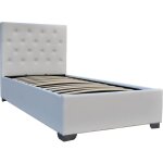Habitat et jardin ? lit coffre 90 � 190 cm ? blanc ? t�te de lit matelass�e ? coffre de rangement sous ...
